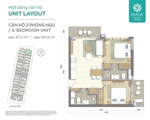 Căn hộ 2 phòng ngủ 2 ban công view rừng và biển Hồ Tràm