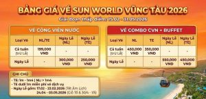Bảng giá vé Sun World Vũng Tàu 2026 | Tặng 5 năm khi mua căn hộ